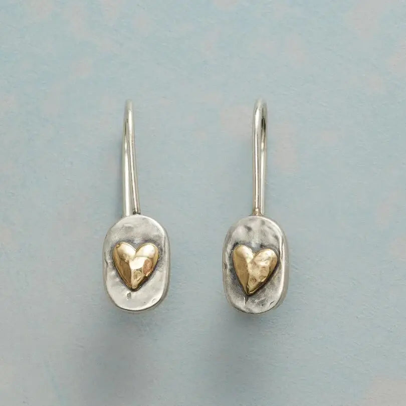 Golden Heart Vintage Silver Earrings