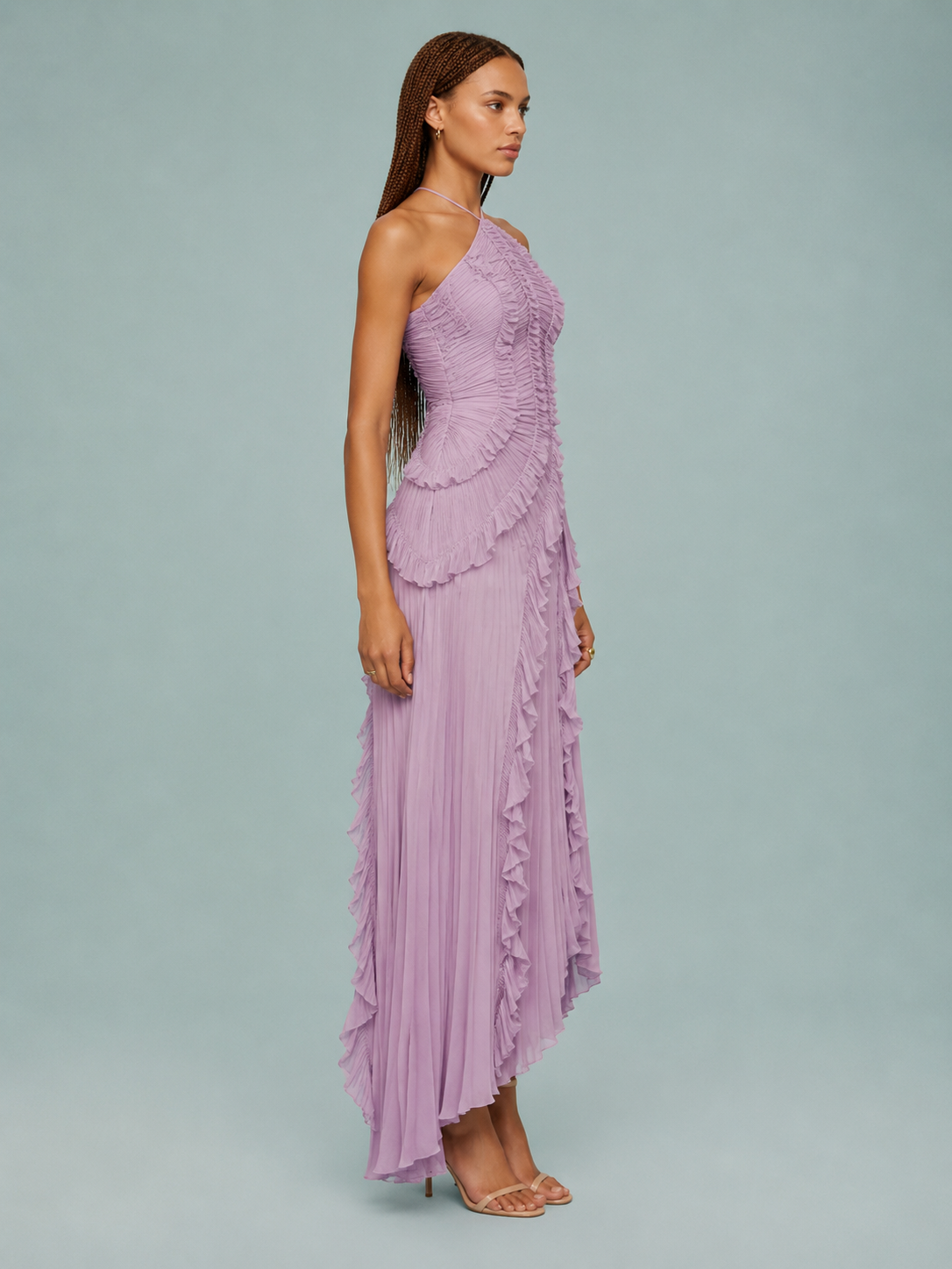 Elena | Women's Embroidered Halterneck Maxi Dress