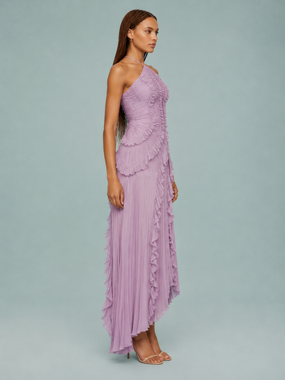 Elena | Women's Embroidered Halterneck Maxi Dress