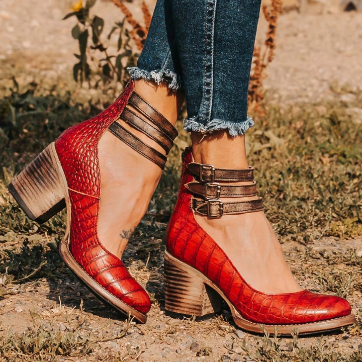 Kelsey | Women's Vintage Strap Block Heels