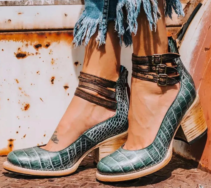 Kelsey | Women's Vintage Strap Block Heels