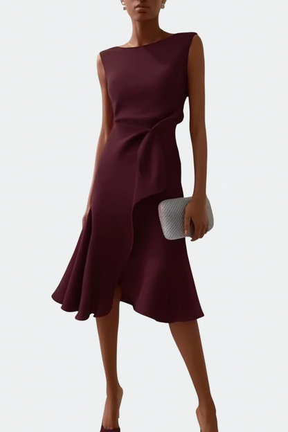 Sheila | Women's Draped Asymmetric Elegant Midi Dress
