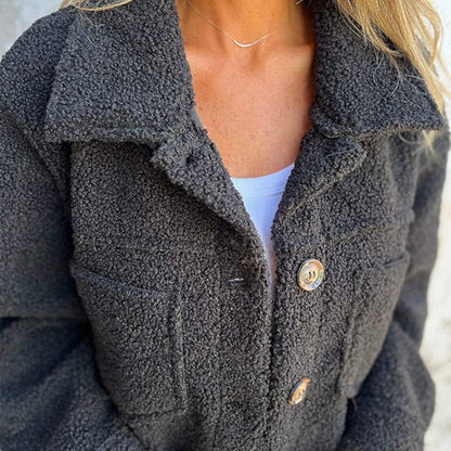 Grace | Women's Fall Teddy Button Jacket