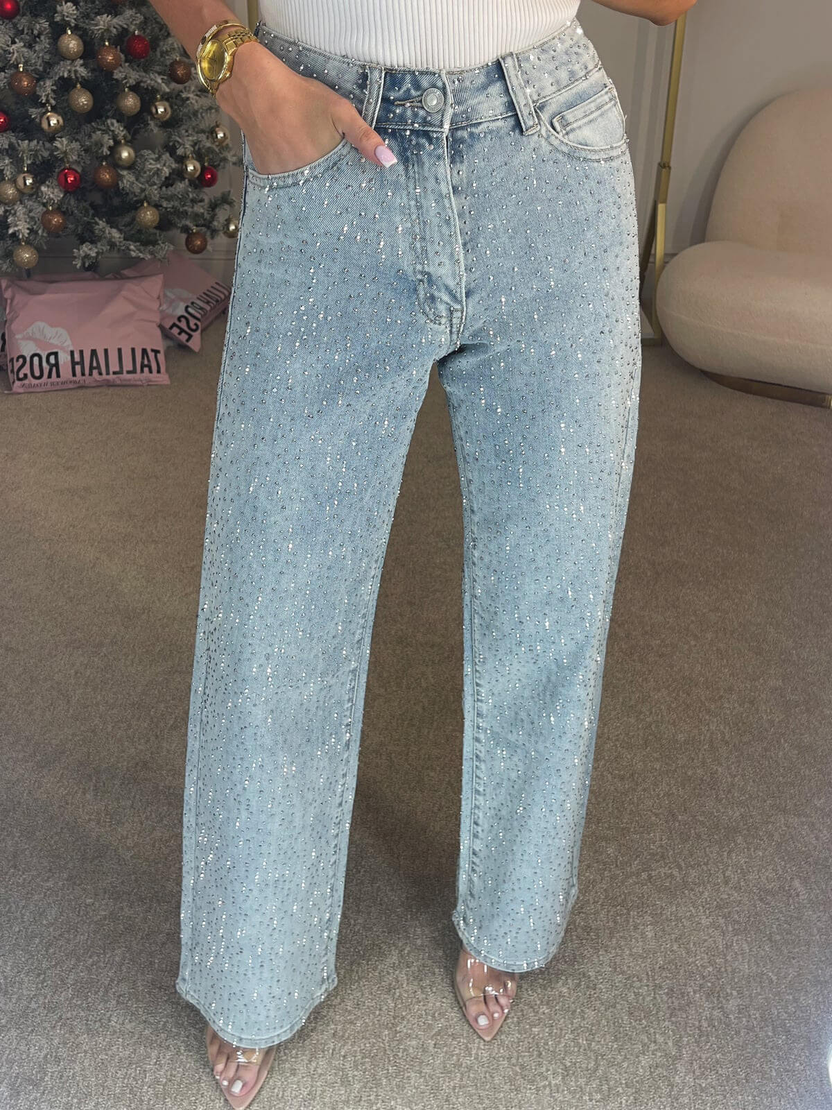 Delilah | Women's High-Waisted Glitter Jeans
