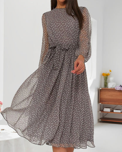 Aria | Women's Polka Dot Long Sleeve Midi Dress