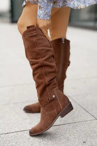 Melody | Women's Suede Heel Buckle Boots