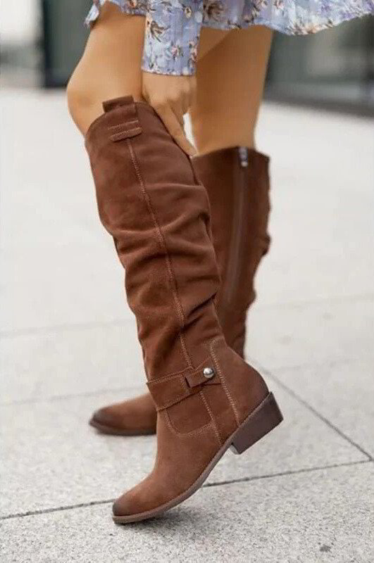 Melody | Women's Suede Heel Buckle Boots