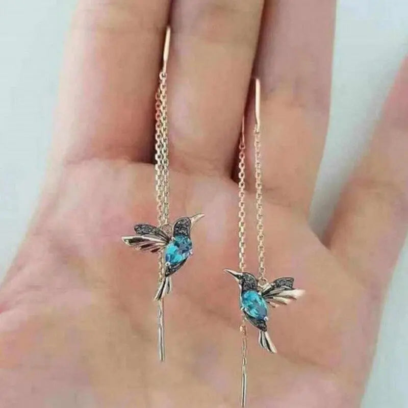 HUMMINGBIRD ENAMEL ZIRCONIA EARRINGS