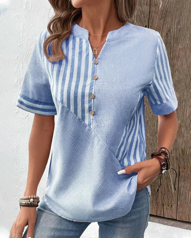 Lila | Women's Casual Striped Blouse with Short Sleeves