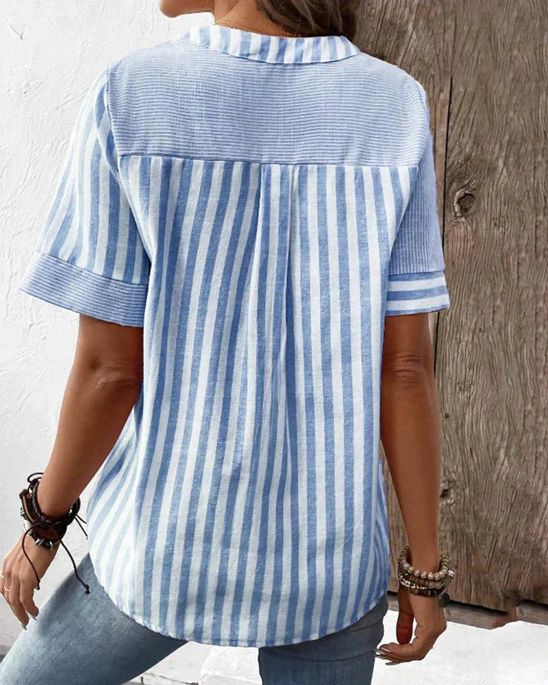 Lila | Women's Casual Striped Blouse with Short Sleeves