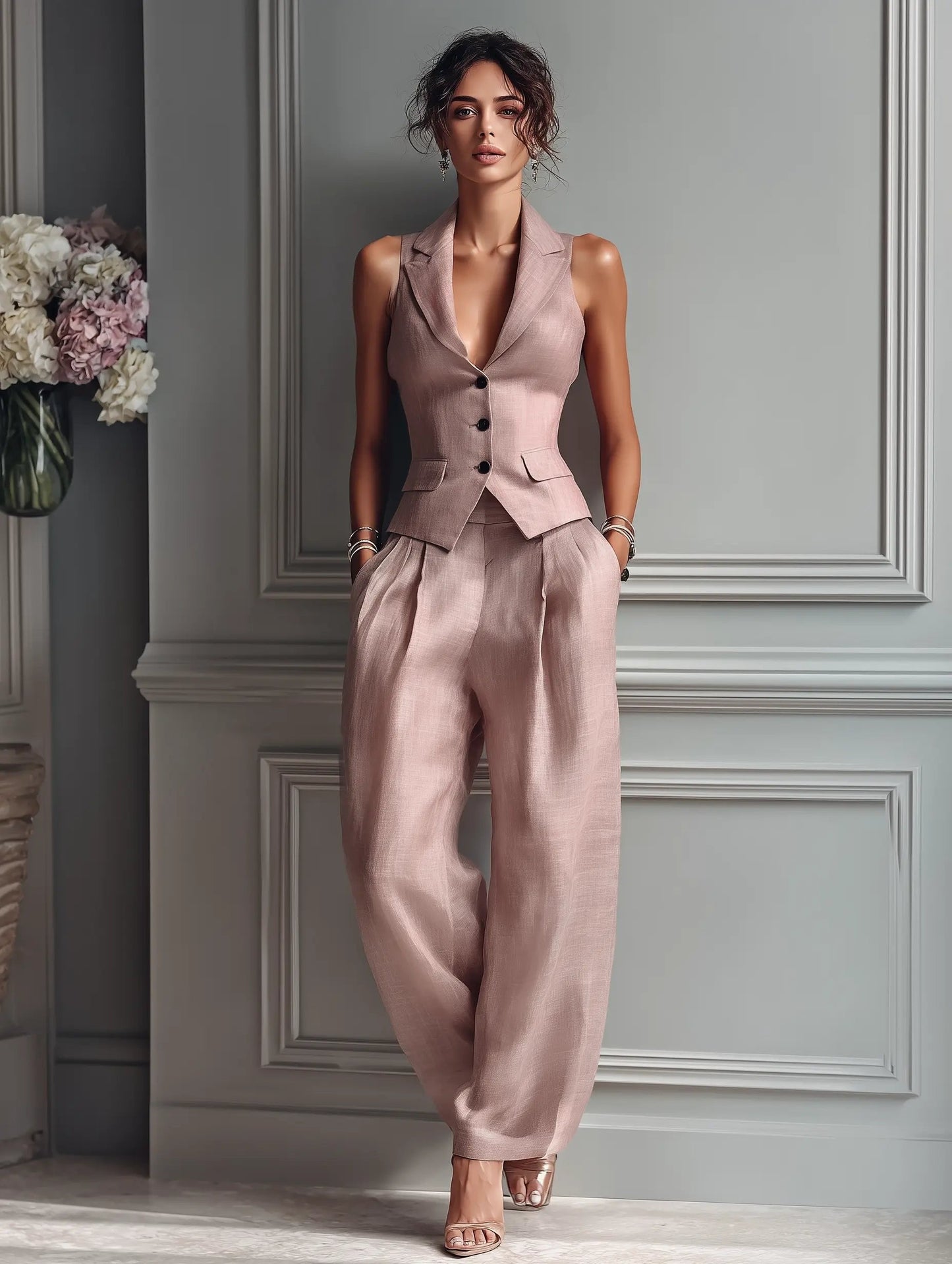Alessia | Women's Tailored Wide Leg Two Piece Set