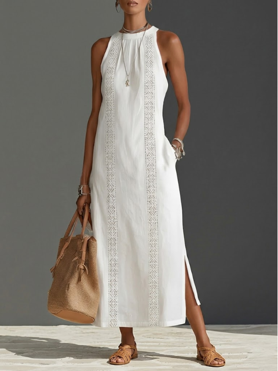 Serenity | Women's Summer Sleeveless Embroidered Midi Dress