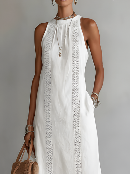 Serenity | Women's Summer Sleeveless Embroidered Midi Dress