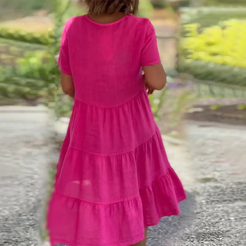 Kalina | Women's Linen V-Neck Midi Dress