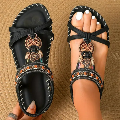 Gaelle | Women's Boho Flat Toe Loop Sandals