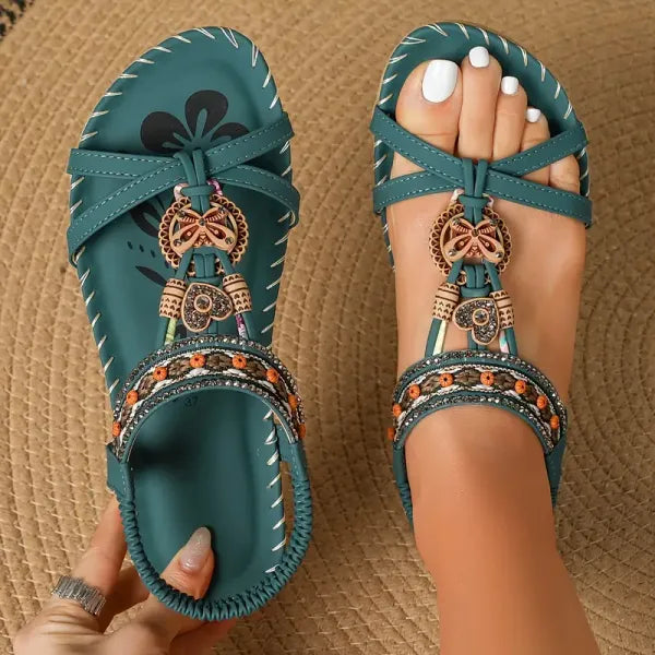 Gaelle | Women's Boho Flat Toe Loop Sandals