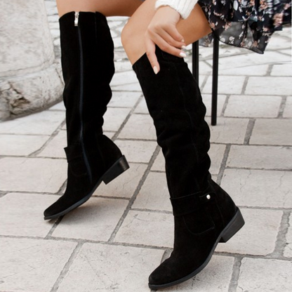 Melody | Women's Suede Heel Buckle Boots