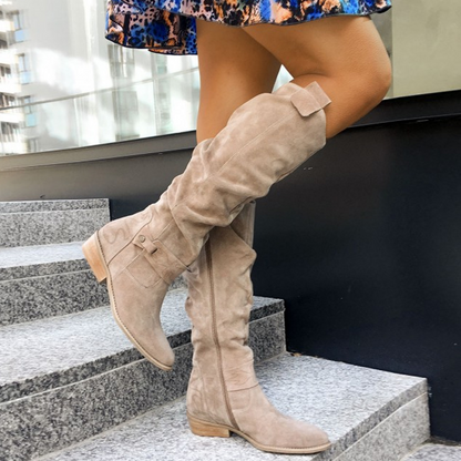 Melody | Women's Suede Heel Buckle Boots