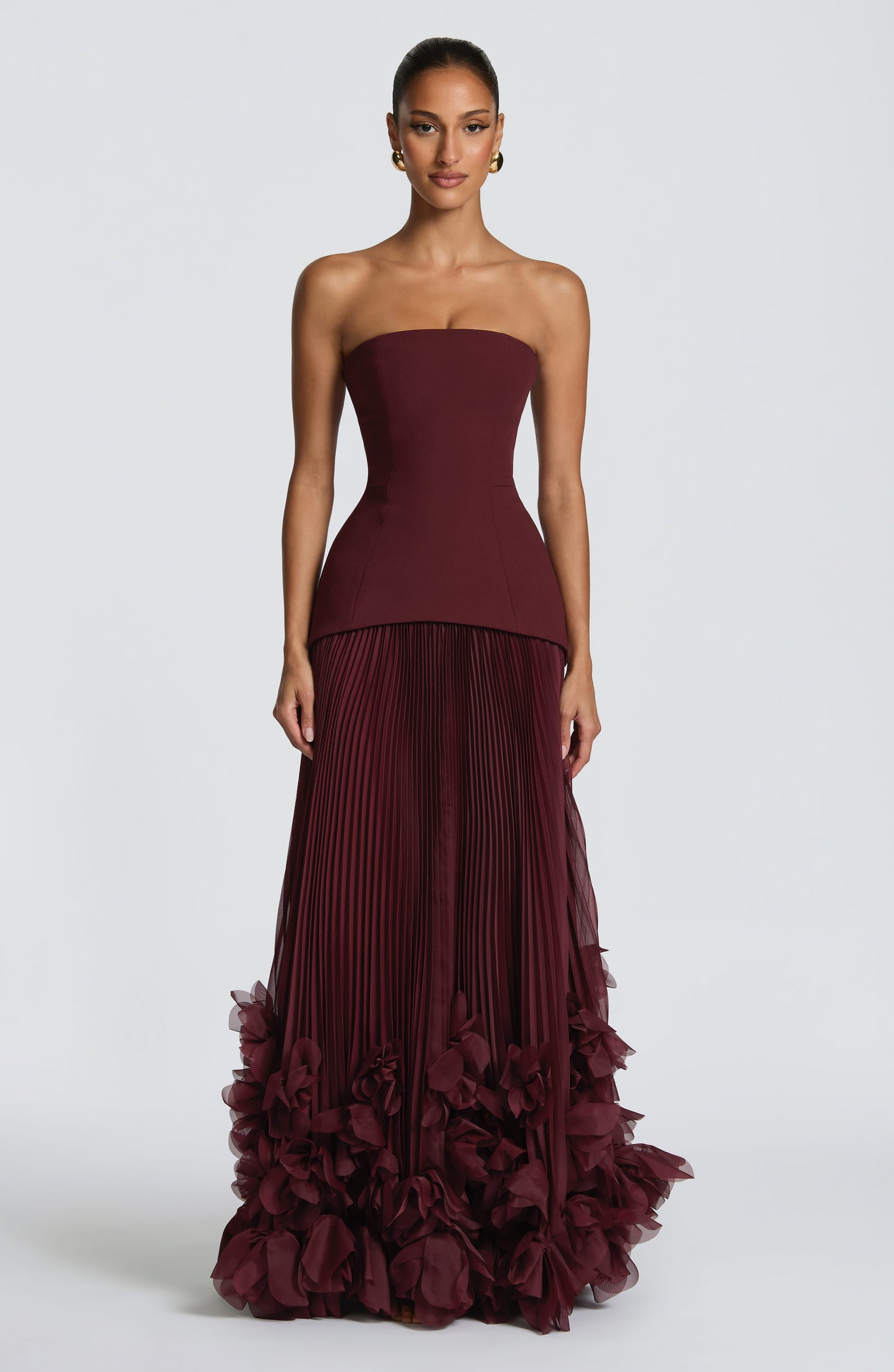 Gianna | Women's Strapless Pleated Wedding Guest Dress