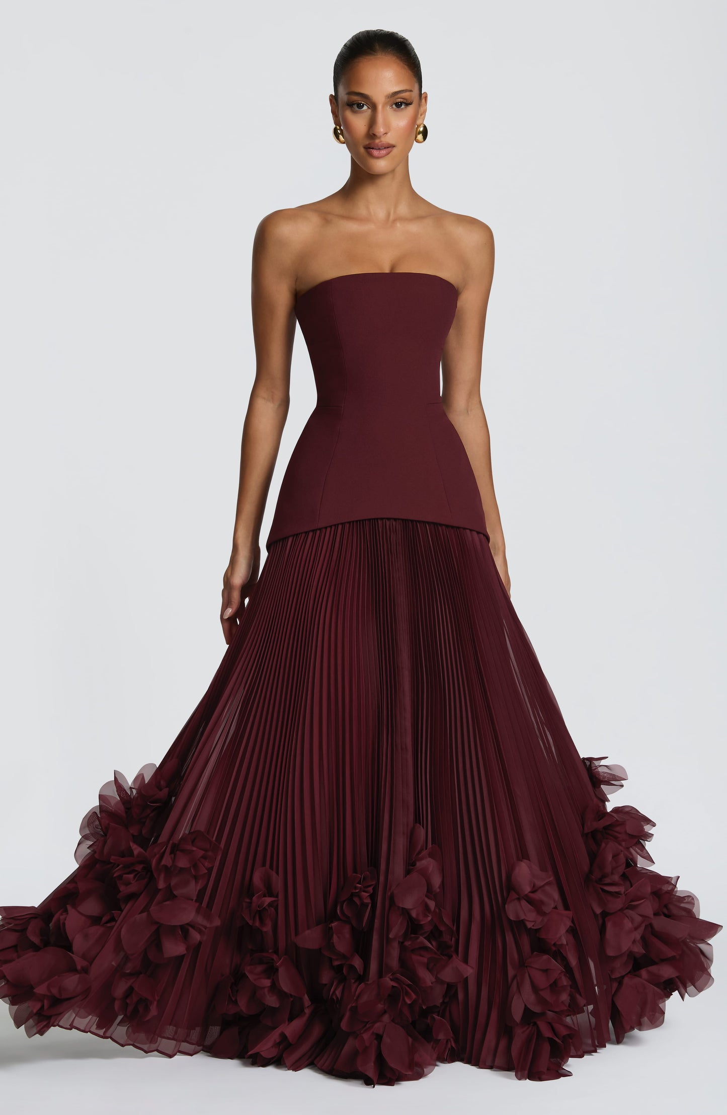 Gianna | Women's Strapless Pleated Wedding Guest Dress