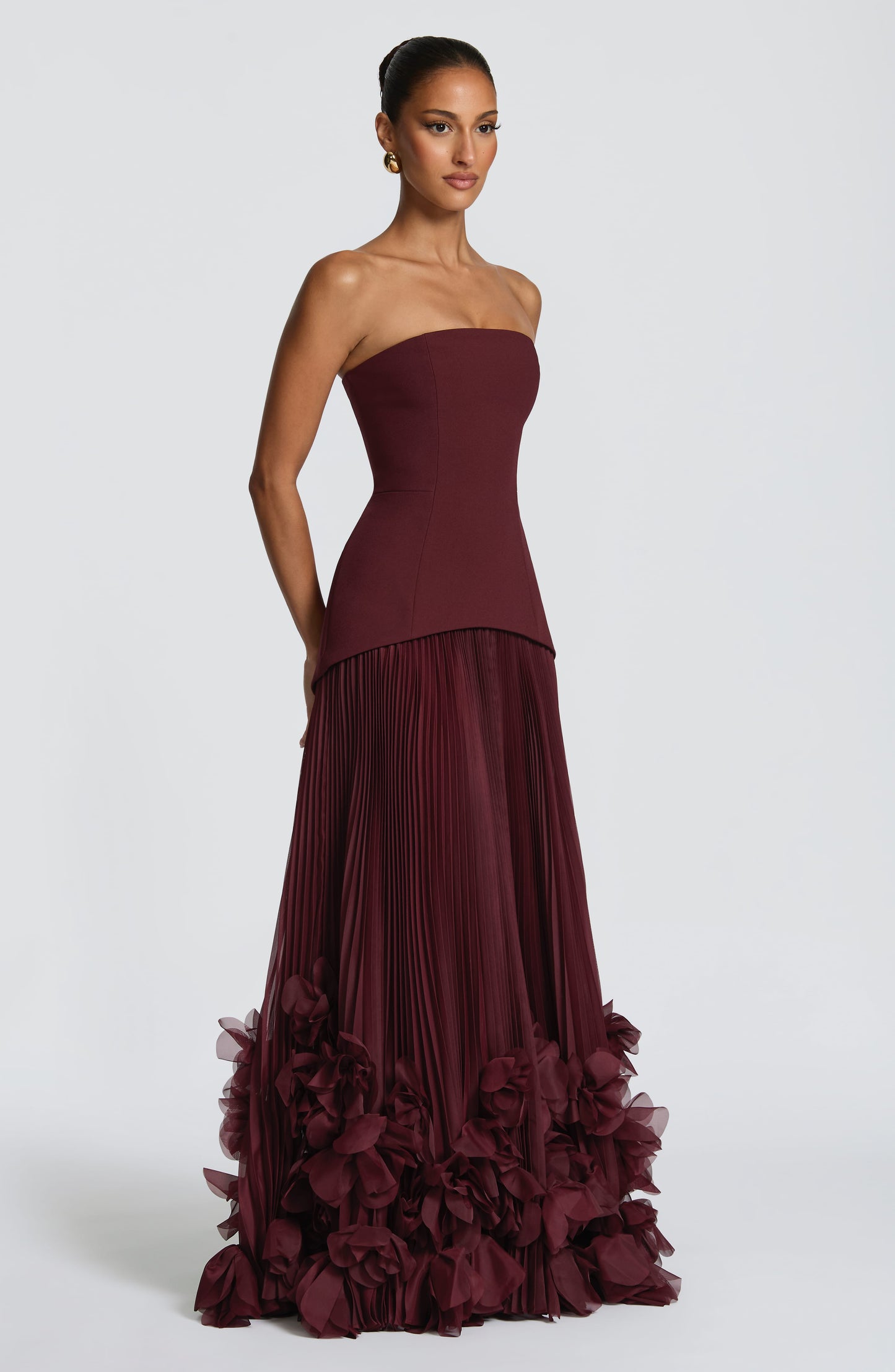 Gianna | Women's Strapless Pleated Wedding Guest Dress