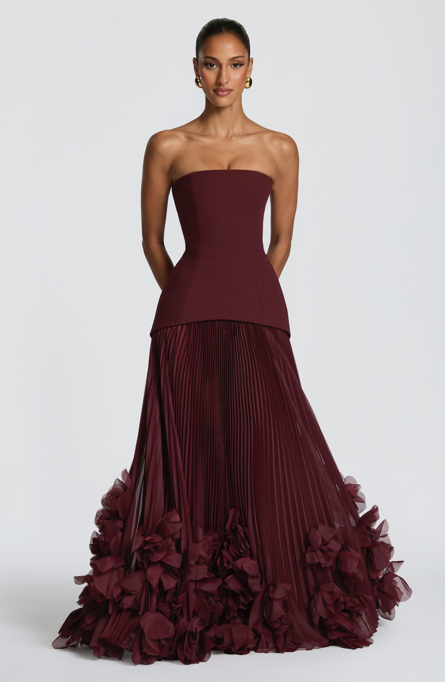 Gianna | Women's Strapless Pleated Wedding Guest Dress