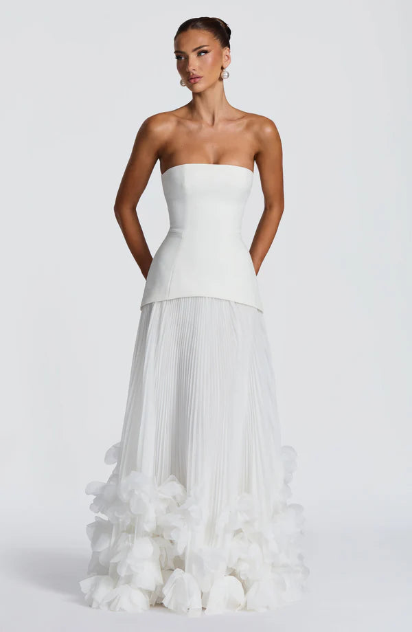 Gianna | Women's Strapless Pleated Wedding Guest Dress