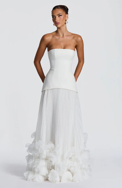 Gianna | Women's Strapless Pleated Wedding Guest Dress