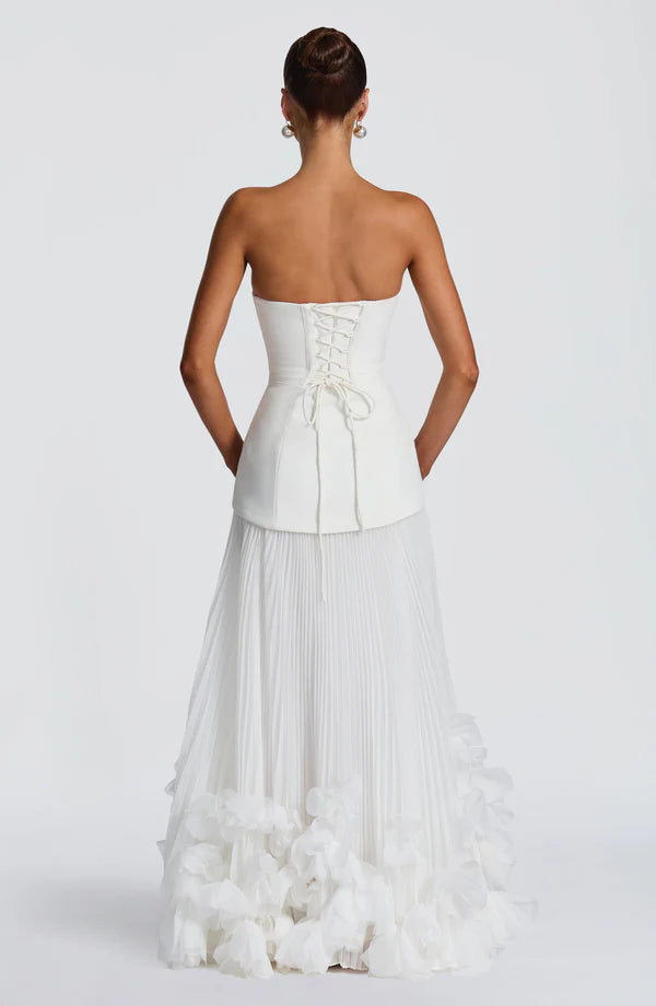 Gianna | Women's Strapless Pleated Wedding Guest Dress