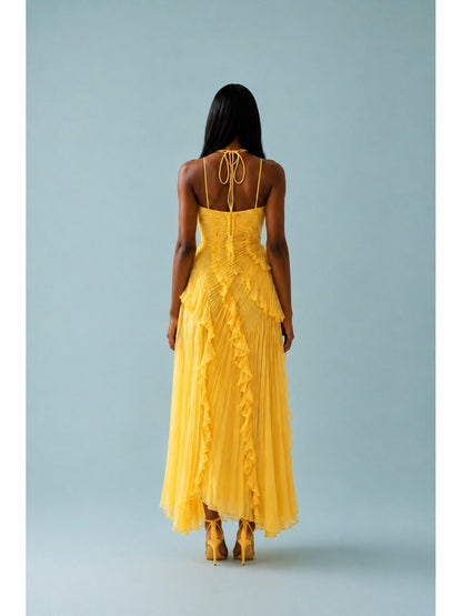 Elena | Women's Embroidered Halterneck Maxi Dress