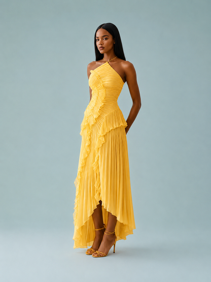 Elena | Women's Embroidered Halterneck Maxi Dress