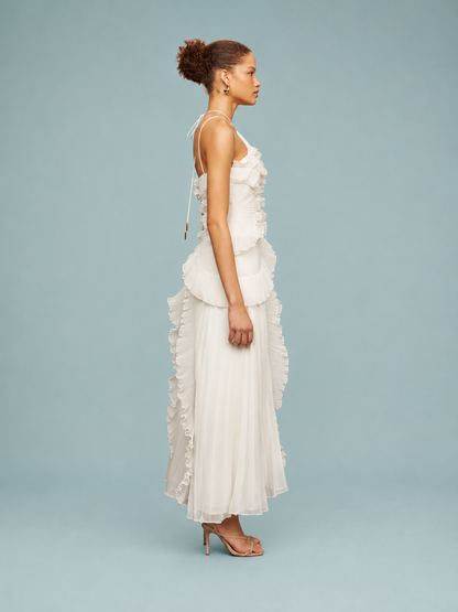 Elena | Women's Embroidered Halterneck Maxi Dress