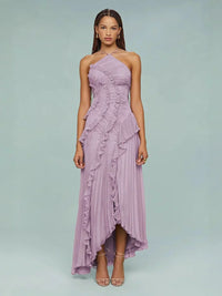 Elena | Women's Embroidered Halterneck Maxi Dress