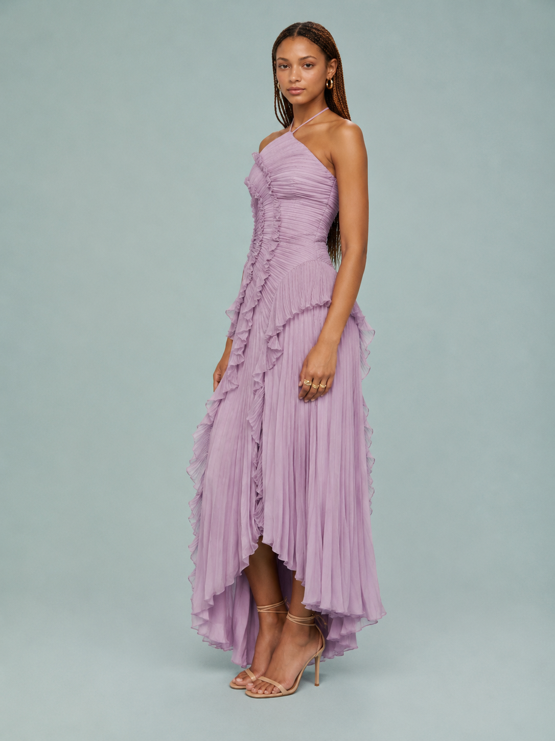 Elena | Women's Embroidered Halterneck Maxi Dress