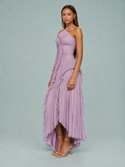 Elena | Women's Embroidered Halterneck Maxi Dress