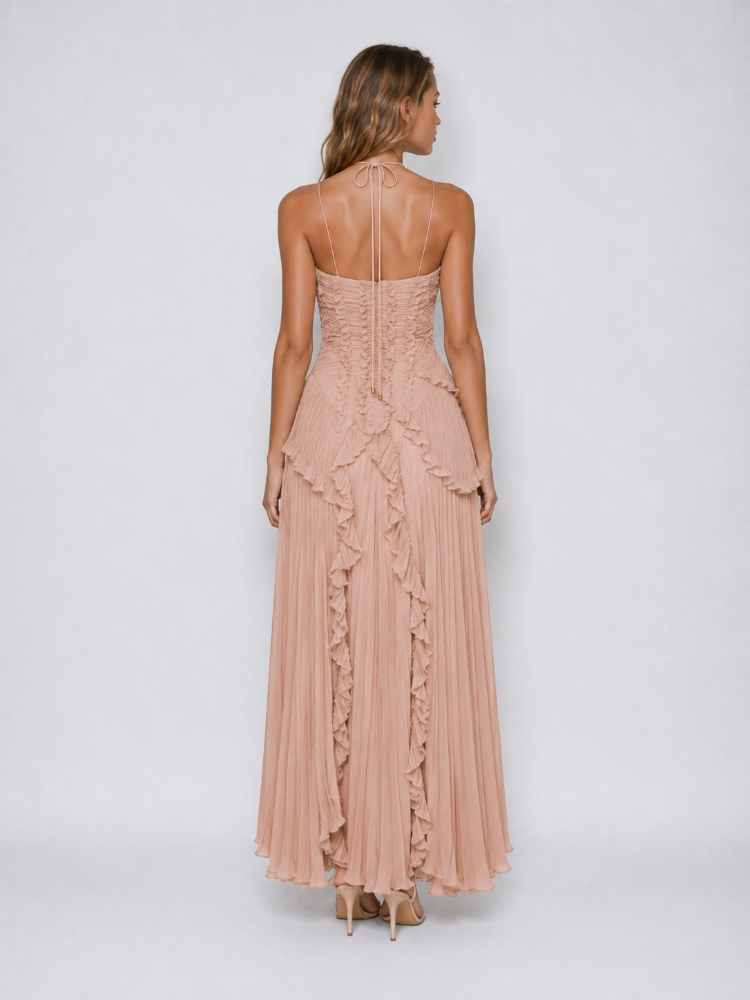 Elena | Women's Embroidered Halterneck Maxi Dress