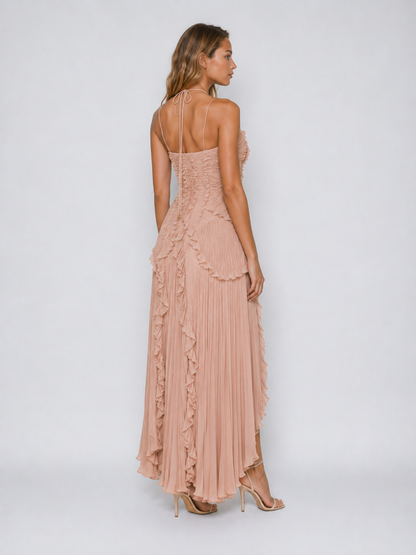 Elena | Women's Embroidered Halterneck Maxi Dress