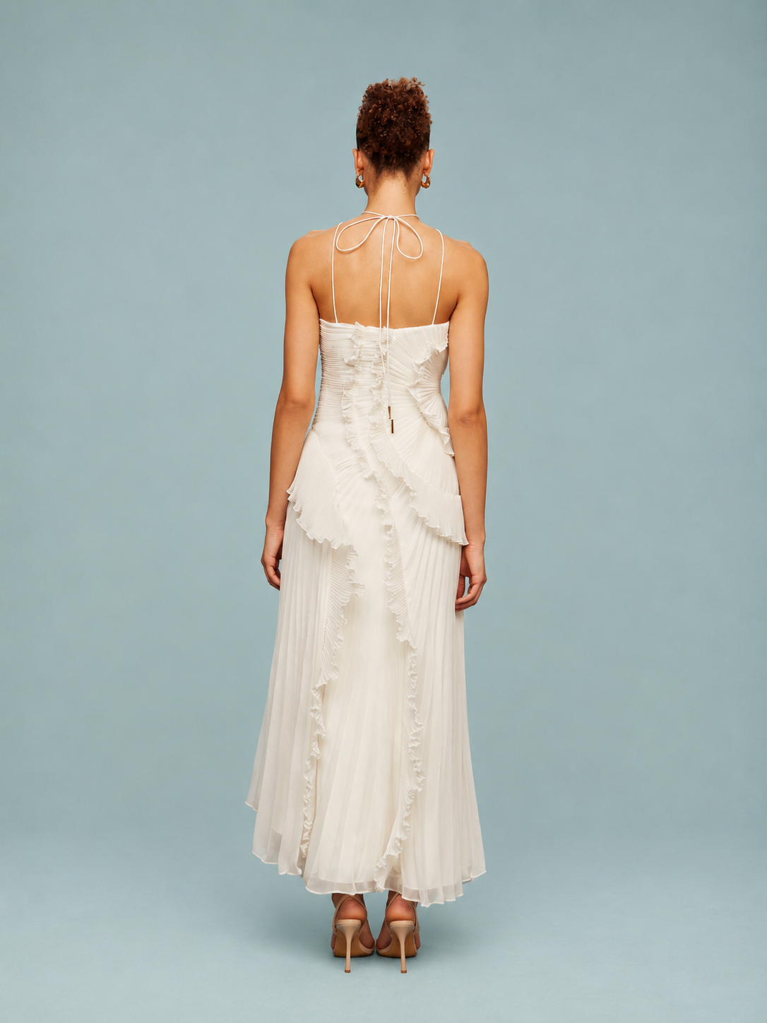 Elena | Women's Embroidered Halterneck Maxi Dress