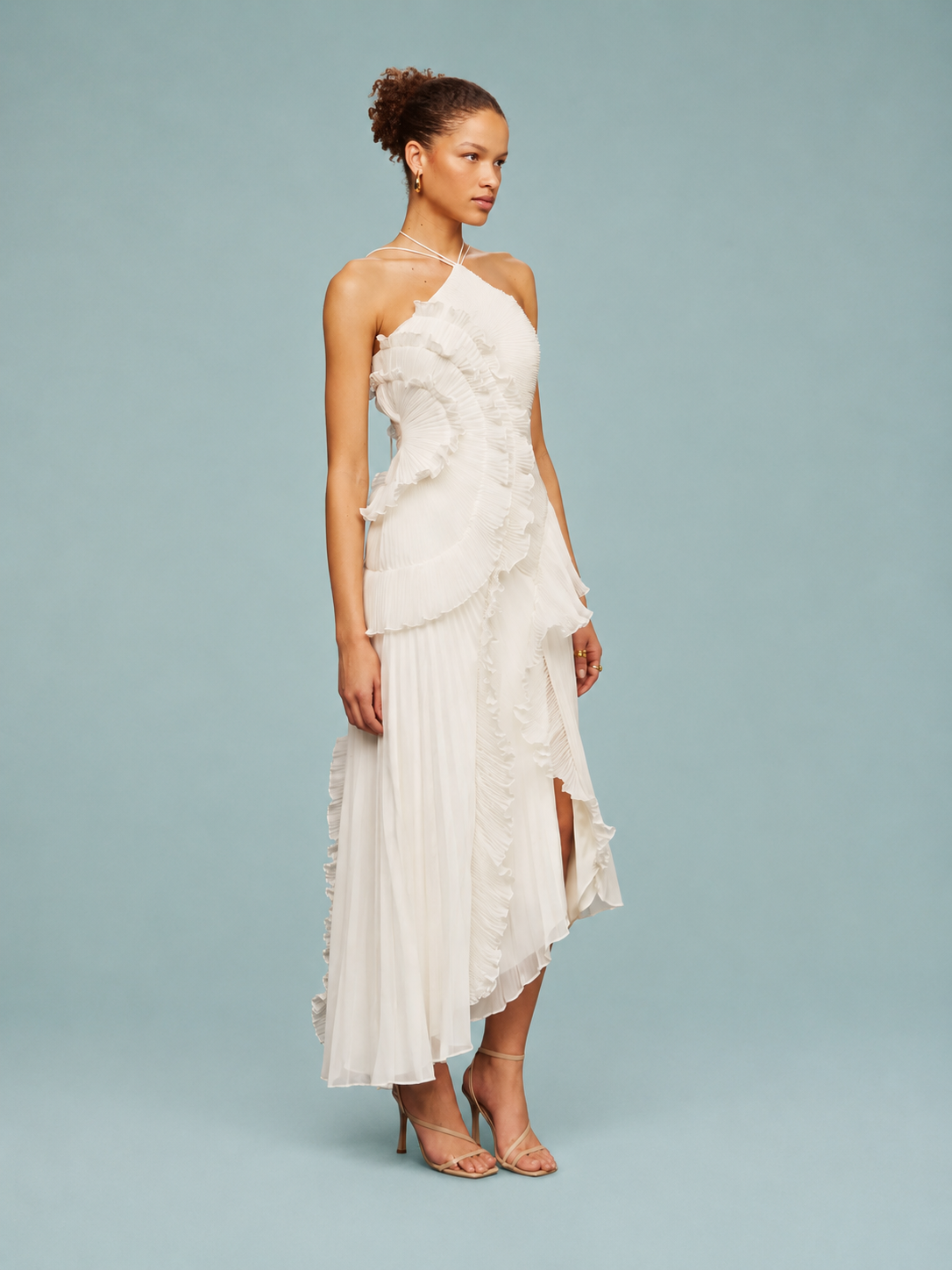 Elena | Women's Embroidered Halterneck Maxi Dress