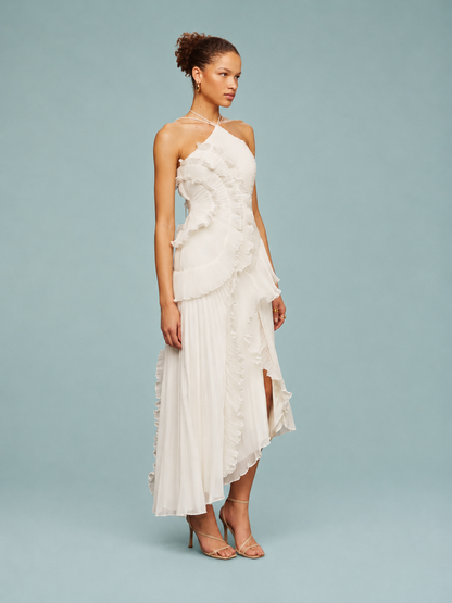 Elena | Women's Embroidered Halterneck Maxi Dress
