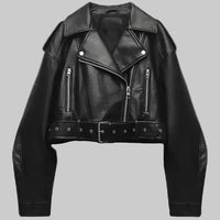 Skylar | Women's Cropped Leather Biker Jacket