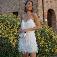 Amelia | Women's Festive Feather Cocktail Dress