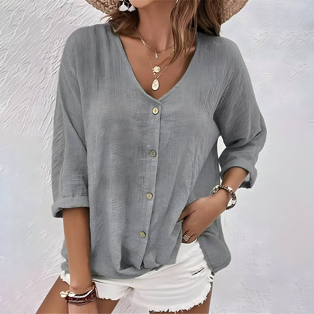Marcia | Women's Relaxed Button-Up Casual Blouse