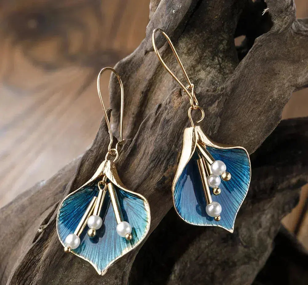 Blue Lotus Silver Earrings