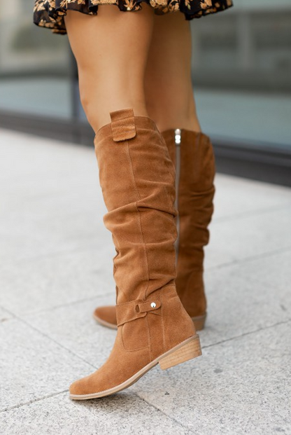 Melody | Women's Suede Heel Buckle Boots